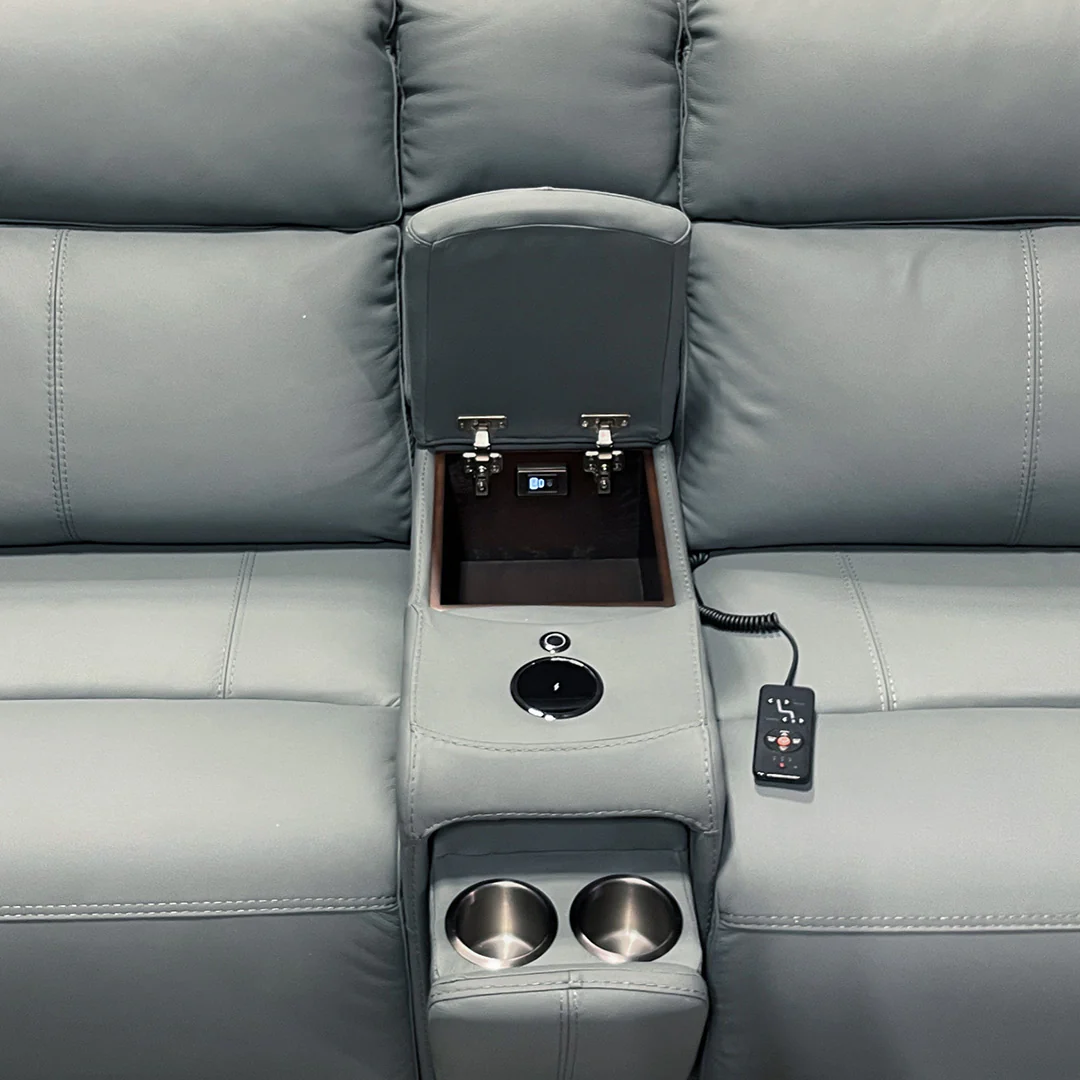 Ariel Leather Power Reclining Sectional with Heat & Massage - Image 8