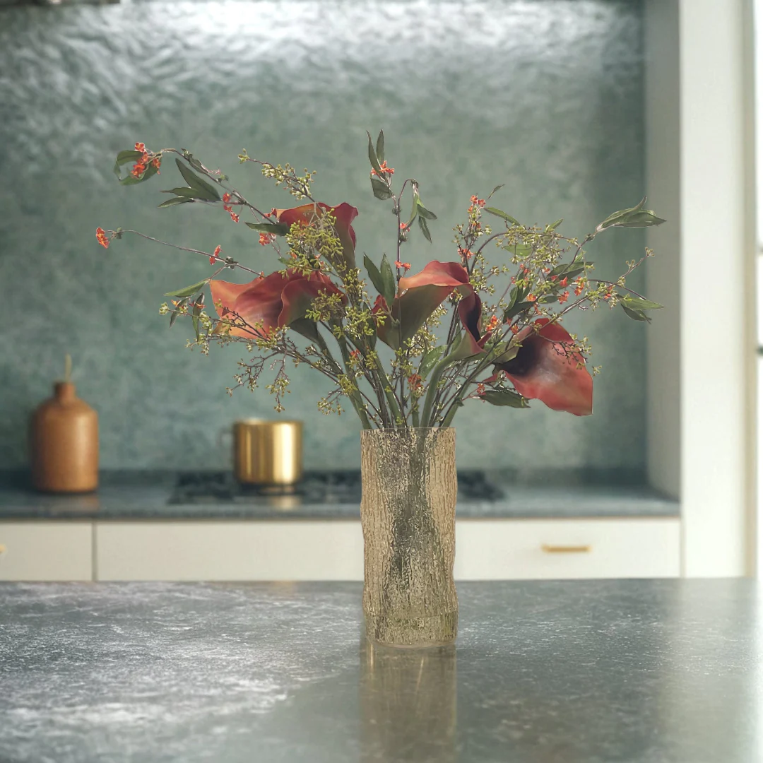 Red Calla Lily in Glass Vase - Image 4